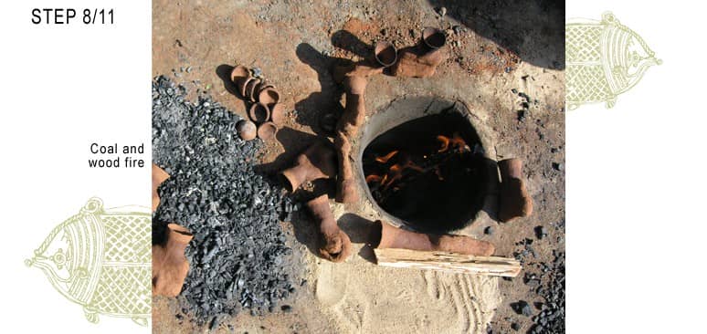 Dhokra clay mold in earth furnace