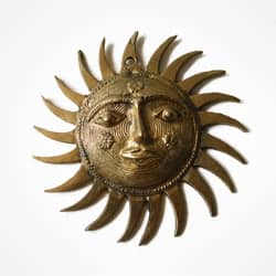 Brass dhokra sun medallion created by Sasha