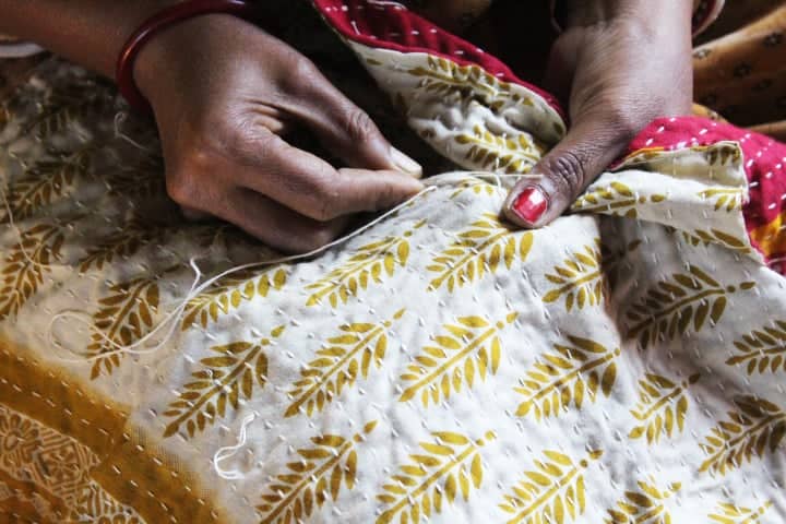 Kantha stitching