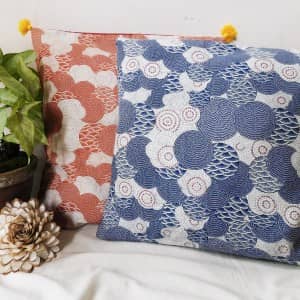 Kantha embroidered cushion cover