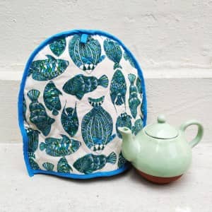 Fish print tea cosy by Sasha