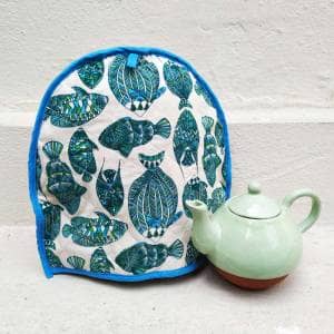 Fish print tea cosy by Sasha