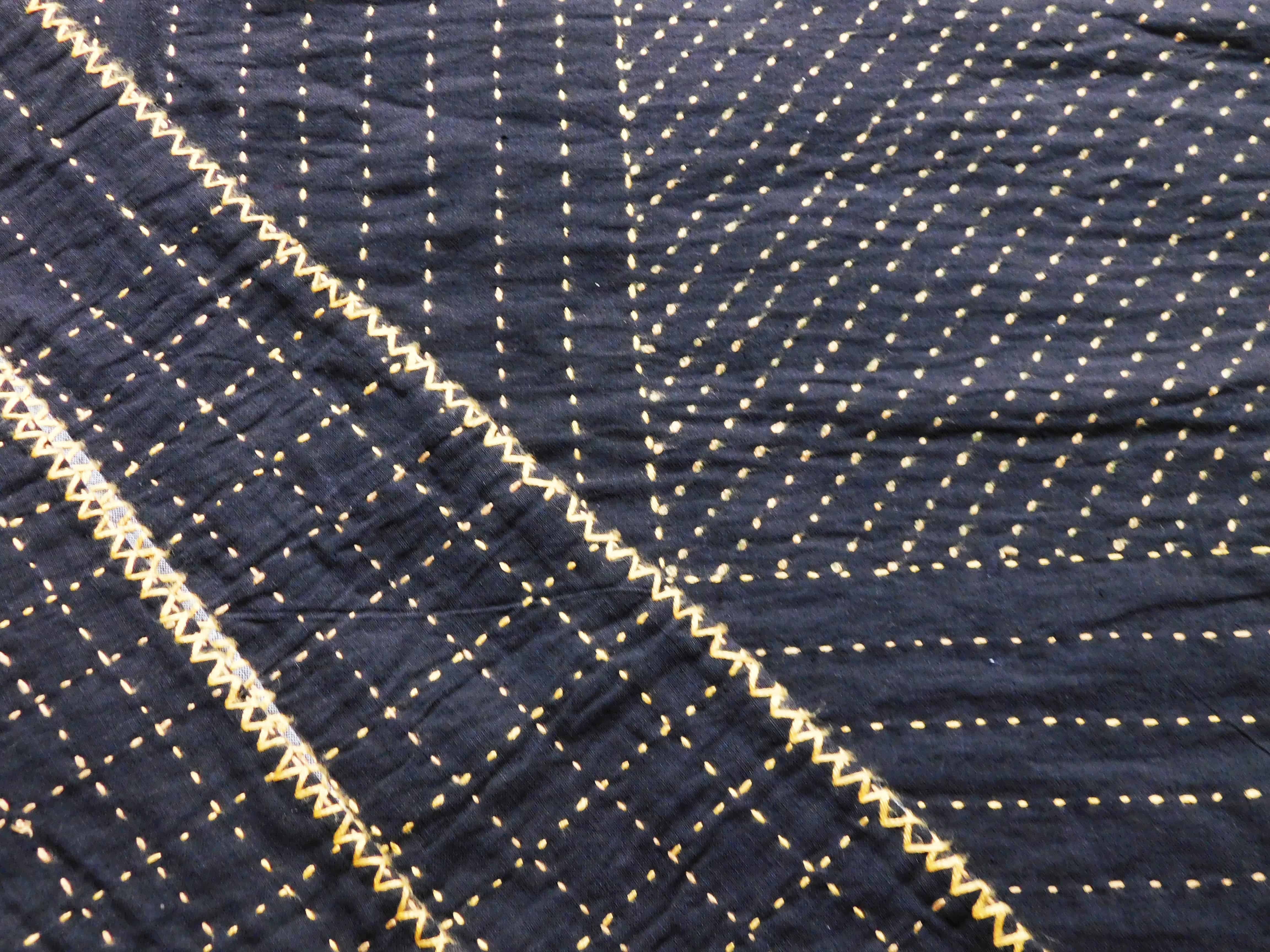 Reversible kantha bed cover