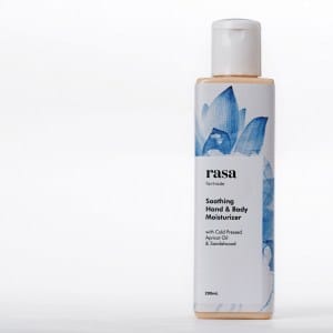 Soothing hand and body moisturizer with cold pressed apricot oil and sandalwood