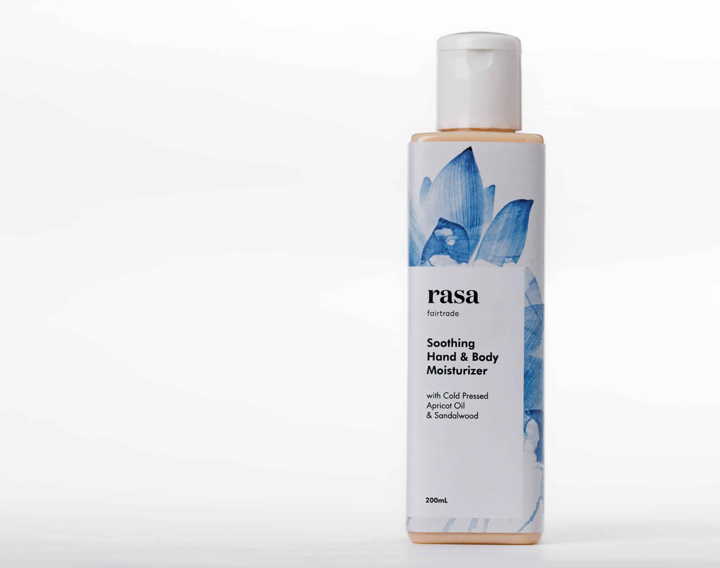 Soothing hand and body moisturizer with cold pressed apricot oil and sandalwood