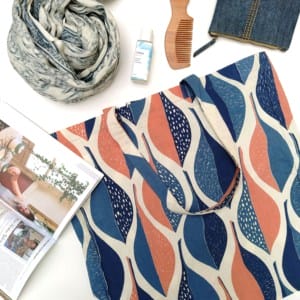 Leaf print Big Shopper with gusset-Large